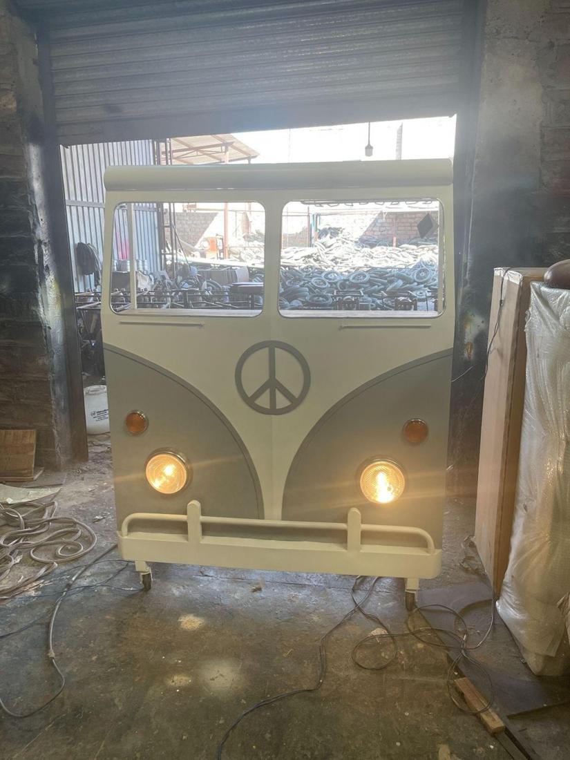 Bar cabinet with built-in lights switched on during the check