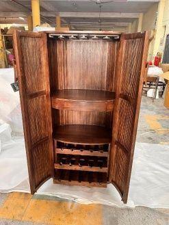 Bar cabinet opened for checking